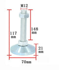 Rock Solid Adjustable Leveling Feet Crafted From Reinforced Carbon Steel For Heavy Cabinetry 148 mm tall with M12 support.