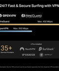 Screenshot showing VPN usage with WireGuard and OpenVPN on Roam 7 BE3600 Portable Travel Router With WiFi 7 Private Network