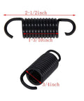 Heavy Duty Recliner Chair Tension Springs 8 Pack 2.5 Inch Hook To Hook Replacement Parts For Mechanism Lock Assist Tough As Nails Wire Build No Wiggle Guarantee Quick Fix - Two black coil springs shown with dimensions.