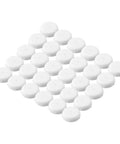 Rock Solid Patio Furniture Glides 160 Pieces Round White Plastic Cap Foot Pads for Outdoor Flooring with smooth surface.