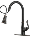 Oil Rubbed Bronze Pull Down Kitchen Faucet With Sprayer, Antique ORB Finish, Single Handle High Arc, cUPC Certified