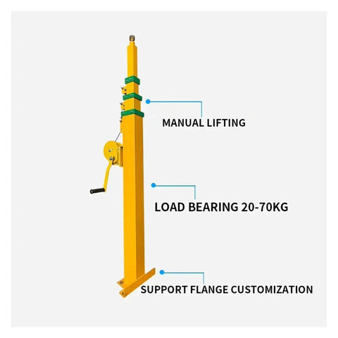 Hand Crank Telescopic Lifting Pole Manual Winch Mast Adjustable 3 To 8 Meters with manual lifting and load capacity 20-70kg