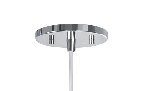 Chrome finish base of Adjustable One Light Mini Pendant Ceiling Light With Surf Green Glass Shade In Chrome Finish Eight And Five Eighths Inch Wide 72 Inch Field Cuttable Cord E26 Medium Base Indoor Dry Location Dope For Dining Living And Kitchen