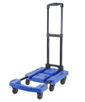 Foldable Moving Trolley For Easy Transport, Retractable Flatbed Sack Truck With 4 Swivel Front Wheels And 2 Fixed, blue