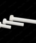 Heavy Duty PTFE Plastic Hex Cap Bolts M14 X 2.0 Pitch By 40Mm Long Pack Of 10 shown in three sizes on a black background.