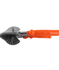 Five Degree Corner Line Sealing Scissors with orange ergonomic handles for precise cutting in HVAC and insulation projects.