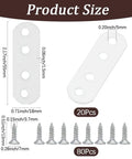 DIY Furniture Fix Kit White Metal Flat Brackets For Tables And Chairs 20 Plates With 80 Screws 2.16 By 0.71 Inch 4 Hole