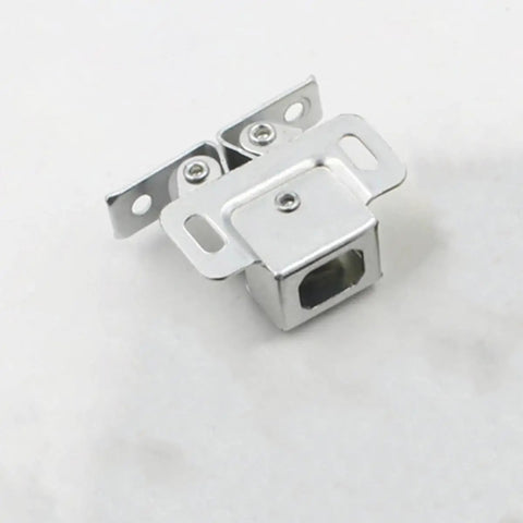 Stainless Steel Cabinet Door Catch Set With Double Roller Ball Latch Quiet Spring Action Durable Hardware For Cabinets And Cupboards Easy Install Silver Finish 15 Piece, close-up view