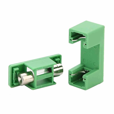 Green 5X20mm fuse holders for PCB circuit boards, heavy duty flame retardant socket mounts, 12 Pcs set.