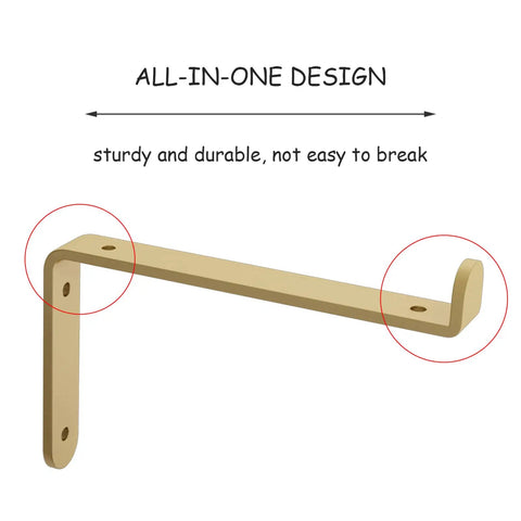 Premium Corner Shelf Brackets For Floating Wall Shelves And Rustic Industrial L Shape Supports With A Sleek Matte Black Finish And Hella Sturdy Powder Coated Steel Hardware Kit - Close-up of beige L-bracket design with mounting holes.