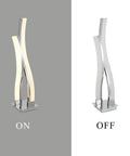 LED Table Lamp For Bedroom With Touch Dimmable Brightness And Memory Function Modern Arc Silver Desk Light, on and off view