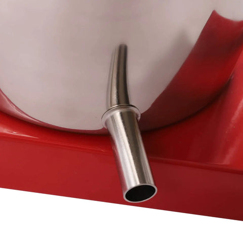Heavy Duty Manual Fruit Wine Press Built Like A Tank Food Grade Stainless Steel spout for juice extraction.