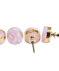 Rose Quartz Crystal Cabinet Knobs Set of 4 Gold Plated Round Dresser and Cupboard Drawer Handles Pink Stone Kitchen Cabinet Hardware