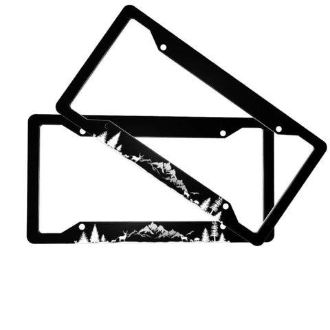 Two Pack Universal Car License Plate Frames With Screws For US Plates Twelve Point Three By Six Point Three Inches Aluminum