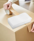 White EPE Foam Cushion Pouches 200 Pack For Shipping And Packing Lightweight With High Shock Absorption Foam Bags on cardboard box