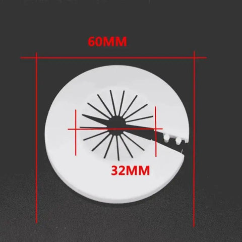 10 Pack Plastic Fire Sprinkler Head Decorative Covers White 32X60MM Concealer Caps showing size markers 32MM and 60MM.