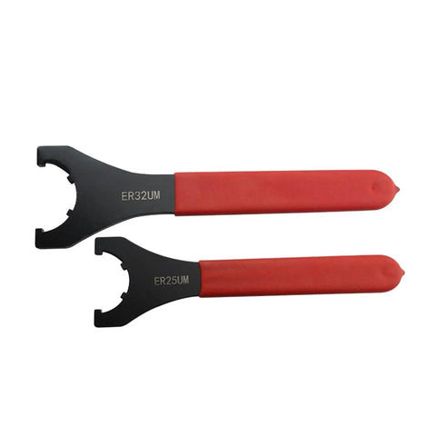 Heavy Duty ER25UM And ER32UM Precision Collet Wrench Tool for CNC Lathe Milling Spindle with red rubber grips