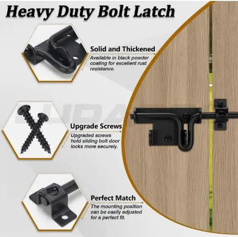 1‑Pack Heavy‑Duty Lockable Slide‑Bolt Gate Latch, Rust‑Resistant Metal Hardware for Yard, Fence and Shed Gates mounted on wood.