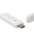 Hella Portable 4G LTE Wireless Router With Solid Battery Life And Zero Lag Signal For Road Trippers Desk Grinds Or Couch Lounging Across Europe With Slick Compact Design And Simple Plug In Setup USB modem with removable cap.