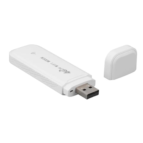 Hella Portable 4G LTE Wireless Router With Solid Battery Life And Zero Lag Signal For Road Trippers Desk Grinds Or Couch Lounging Across Europe With Slick Compact Design And Simple Plug In Setup USB modem with removable cap.