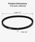 Beefy Drive Belt Replacement For Tiger Cat II 61 Inch Deck 71.5 Inch By 0.625 Inch Cogged V Belt Lawn Mower Deck Belt Compatible Heavy Duty Rubber With Industrial Fiber Cord Reinforcement For Long Lasting Performance, 71.5 x 5/8 dimensions