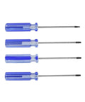 Top Precision Screwdriver Kit With T8 T9 And T10 Torx Bits Perfect For Fixing Xbox 360 Controllers Ps3 Hard Drives And Phones Without Bother Or Damage To Your Gear. Four blue plastic-handle precision Torx screwdrivers with steel shafts