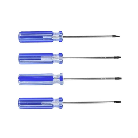 Top Precision Screwdriver Kit With T8 T9 And T10 Torx Bits Perfect For Fixing Xbox 360 Controllers Ps3 Hard Drives And Phones Without Bother Or Damage To Your Gear. Four blue plastic-handle precision Torx screwdrivers with steel shafts