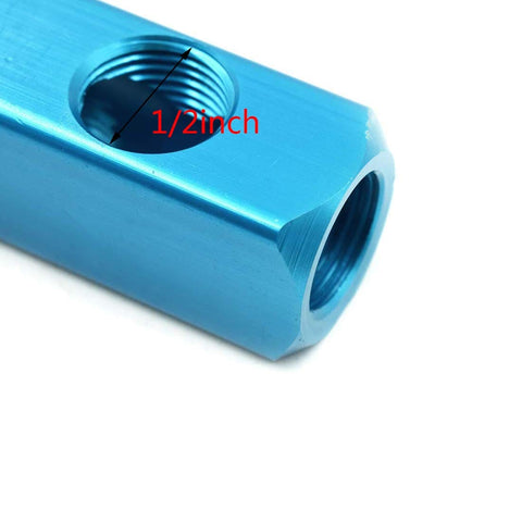 1/2 Inch Air Hose Inline Manifold Block Splitter With 5 Ports And 2 Ways, Pneumatic Air Compressor Fitting, Anodized Aluminum