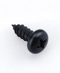 Pro Grade Phillips Pan Head Self Tapping Screws, Black Coated 304 Stainless Steel Tek Fasteners Built Like A Tank For Wood Or Sheet Metal, Killer Corrosion Defense On Every Job Site 40 Piece Pack, single black screw on white background.