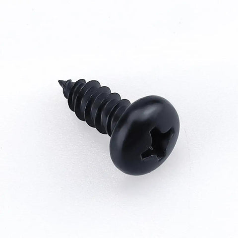Pro Grade Phillips Pan Head Self Tapping Screws, Black Coated 304 Stainless Steel Tek Fasteners Built Like A Tank For Wood Or Sheet Metal, Killer Corrosion Defense On Every Job Site 40 Piece Pack, single black screw on white background.