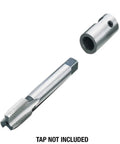 Weldon Tap Holder For Half Inch Taps, Fast Change Collet Adapter For Magnetic Drill Presses next to tap not included in image.