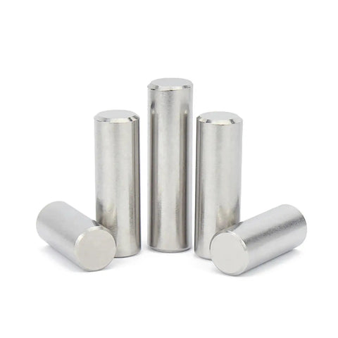 Heavy Duty 304 Stainless Steel Locating Dowel Pins With Round Heads And Chamfered Ends For Precise Machining And Assembly Work That Lasts A Long Time Without Rust, showcasing mixed sizes in a neat arrangement.