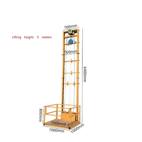 Compact Cargo Elevator For Home And Workshop With 500Kg Capacity, Basement And Inter Floor Lifts, side view with dimensions