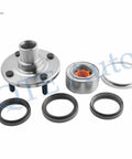 Four Front And Rear Wheel Hub Bearing Assemblies Replacement Set For 1993 To 2002 Toyota Corolla Non ABS shown disassembled
