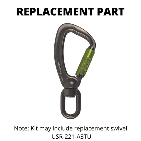 Replacement swivel part from All-in-One Adjustable Tree Lanyard Kit With Flip Line Removable Grab Adjuster And Aluminum Swivel Snaphook.
