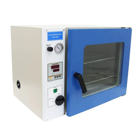 Intbuying 1 Point 9 Cubic Foot Vacuum Drying Oven With Lcd Screen showing control panel and glass door, compact size for lab research.
