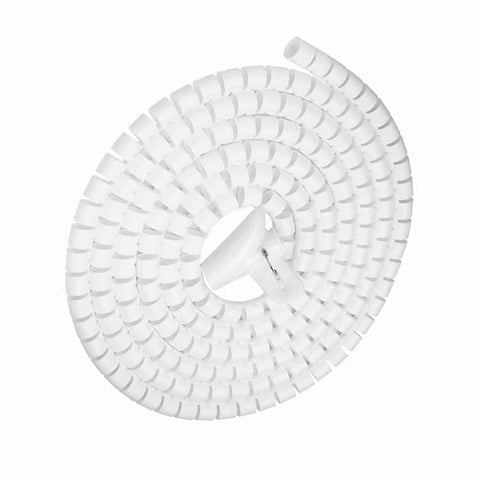 Kick That Nasty Cord Clutter To The Curb With This Highly Flexible Zip Up Spiral Cable Wrap Tube, white, flexible, cable organization.