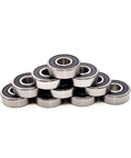 Set of 10 deep groove ball bearings with double rubber seals, pre-lubricated, 3/8 x 7/8 x 9/32 in