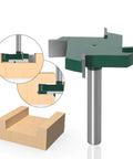 Pro Grade Spoilboard Surfacing Router Bit With 1/4 Inch Shank, 40mm Carbide Planer Cutter For CNC Woodworking showing cutting detail