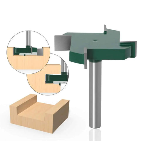 Pro Grade Spoilboard Surfacing Router Bit With 1/4 Inch Shank, 40mm Carbide Planer Cutter For CNC Woodworking showing cutting detail