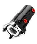 Close-up of an air shift cylinder for C Series dump pumps, showing black heavy-duty aluminum build, pneumatic valve operation.
