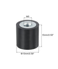 15x15mm M5 Female Rubber Mount Vibration Isolator Dope Vibe Dampers For Electronics And Machinery Flat Silent Block Base Anti Vibration Pads Replacement For DIY Projects And Small Tools, 15mm black rubber steel insert