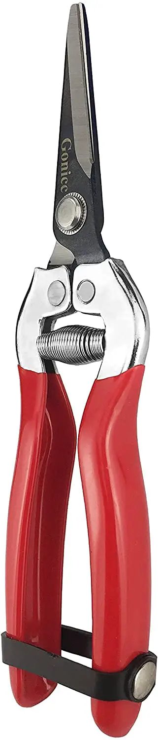 Micro-Tip Pruning Snip For Delicate Flower Arranging And Plant Trimming, Lightweight Garden Hand Pruner With Red Handles