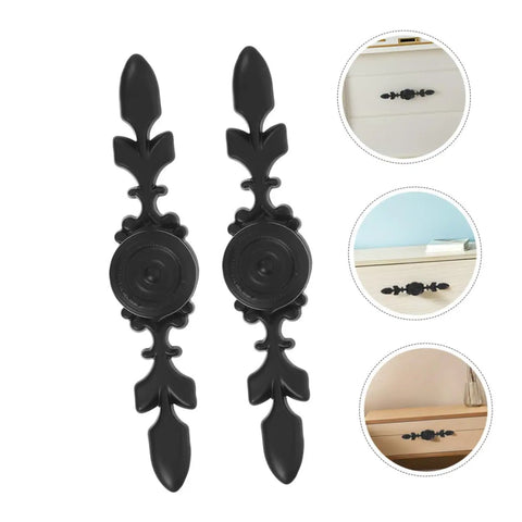 Four Pack Vintage Style Cabinet Pull Handles Set, Single Hole Drawer Knobs, Black Aluminum Alloy Hardware For Cabinets and Furniture