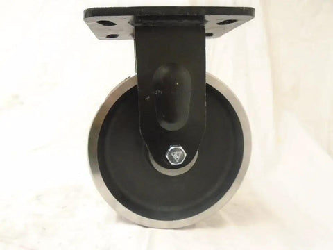 Heavy Duty 8 Inch Kingpinless Forged Swivel Casters With Drop Forged Steel Wheels And Roller Bearings 3000 Lb Capacity displayed from the front.