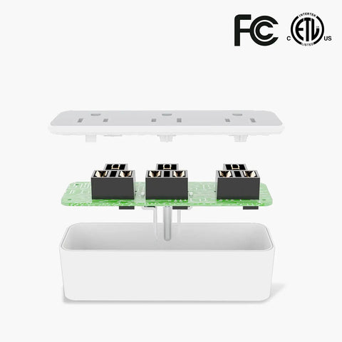 Internal view of 2-Pack Triple Outlet Plug Extender For Travel, Home, And Office, 3 Prong Grounded Outlet Splitter Expander, Fireproof Shell
