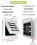 Top Shelf White Aluminum Louvered Ceiling Access Panel With Built In Filter Screen 38 By 40 Inches dimensions and installation details