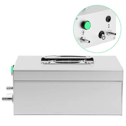 Front view of Goat Milking Vacuum Pump Portable 48W 12V Electric Milker with controls, durable aluminum housing, copper core.