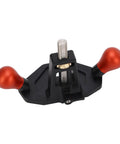 Precision Woodworking Router Plane And Hand Planer Featuring Cnc Machined Aluminum Build With Sharpened Carbon Steel Blade For Smooth As Butter Trimming And Straight Shooting Dovetail Joints For Every Top Shelf Bench, with red handles and black base.