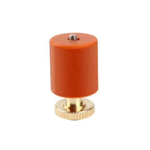 Upgrade Your Rig With Built Tough Silicone Bed Mounts And Heavy Duty Leveling Springs That Deliver Flawless Prints Every Single Time For Ender 3 Max Cr10 Sv01 Sv02 Fdm Printer Accessories, orange silicone mount with gold base.